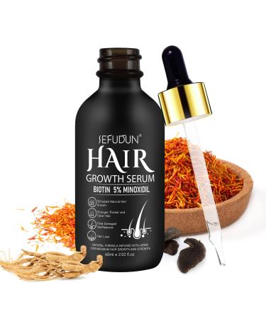 5% Minoxidil for Men and Women (2.02 oz) Minoxidil Hair Growth Serum Infused with Biotin for Scalp Hair Loss Hair Thinning Natural Hair Growth for Thicker Longer Fuller Healthier Hair