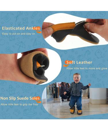 Soft Leather Baby Shoes for Boys and Girls | Non-Slip Rubber Soles | Tiger Design | 6-12 Months | Perfect First Walking Shoes - Buy Online on GoSupps.com