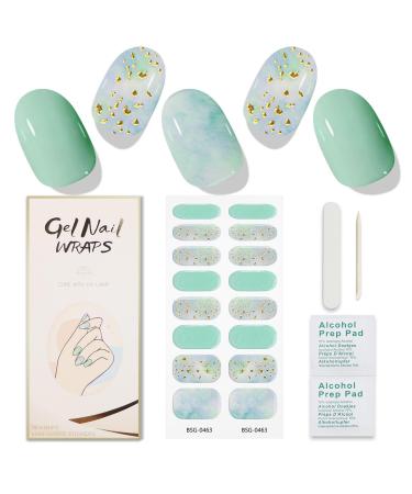 JMEOWIO Nail Foil Glitter Green Gel Nail Foils Self-Adhesive Nail Sticker UV Curing Decoration Nail Design Accessories Glitter-green