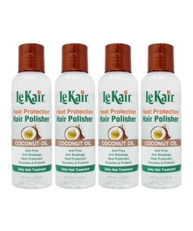 High Heat Protection Hair Polisher - Coconut Oil Anti Frizz Anti Breakage Heat Protectant Smooths & Protects Daily Hair Treatment 4 Fl Oz - 4 Pack