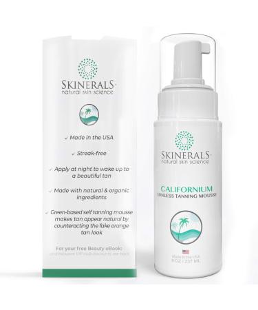 Skinerals Self Tanner Sunless Bronzer Californium Natural and Organic Ingredients for Safe Alternative to Sun Tanning for Body and Face (8 Ounce)