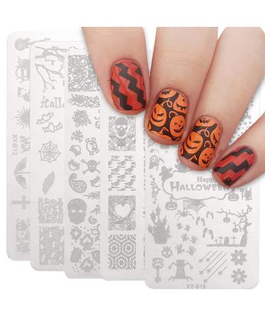Lurrose 5x Halloween Nail Art Stencils - Ghost & Skull Patterns for DIY Manicure Design | Nail Art Template & Stamp Set - Buy Online on GoSupps.com