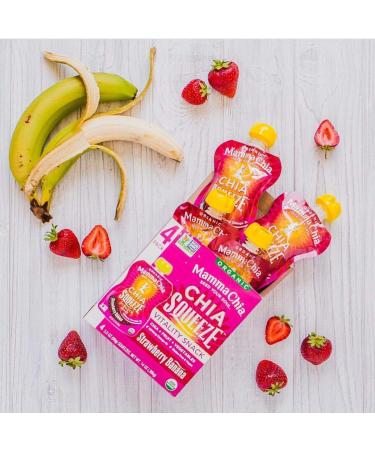 Mamma Chia Organic Vitality Squeeze Snack - Strawberry Banana 8 Count (Pack of 2) | Healthy Snack - Buy Online on GoSupps.com