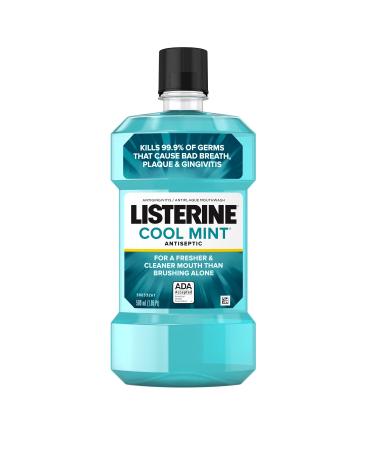 Listerine Cool Mint Antiseptic Oral Care Mouthwash to Kill 99% of Germs That Cause Bad Breath  Plaque and Gingivitis  ADA-Accepted Mouthwash  Cool Mint Flavored Oral Rinse  500 mL