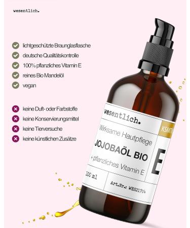 essential Jojoba oil organic + vitamin E 100 ml 100 natural pure from wesentlich with dispenser - Buy Online on GoSupps.com