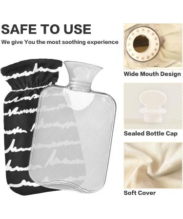 Naanle Stripes Hot Water Bottle with Cover - 1L Transparent Heat Bottle for Bed Hand & Foot Warmer | Pain Relief & Cold Therapy for Winter - Buy Online on GoSupps.com