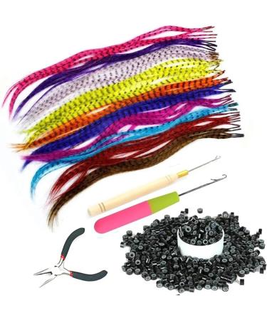 Feather Hair Extension Fake Hair Colored Strands of Hair Extension False Rainbow Overhead Fake Coloring feather for Hair crochet hair extension set (Color : 4) - Buy Online on GoSupps.com