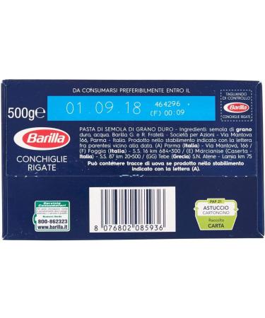  Ducomi Barilla Conchiglie Rigate 2kg pack of semolina noodles with premium ingredients for consistently delicious taste irresistible everyday quality 2kg pack 4 x 500g (Conchiglie) - Buy Online on GoSupps.com