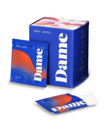 Dame Products Body Wet Wipes Feminine Women Personal Intimate Hygiene Cleaning Cleansing Natural pH Balanced Aloe Disposable Flushable - 15 Count 15 White