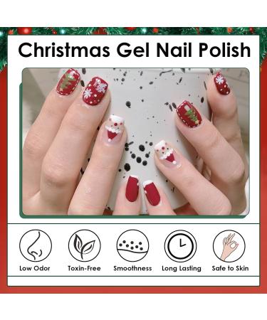 Christmas Nail Polish Set 6Pcs Glitter Green Red Black White Brown Nail Varnish Set Classic XMAS Series Quick Dry & Long Lasting Nail Gel for Nail Art Design - Christmas Gifts for Women 6Pcs Christmas - Buy Online on GoSupps.com
