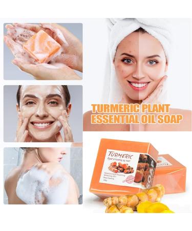 Natural turmeric soap bar vitamin C soap bar and mild soap bar can remove acne blackheads and black spots deeply clean hyaluronic acid and control oil soap to brighten the face and body orange - Buy Online on GoSupps.com