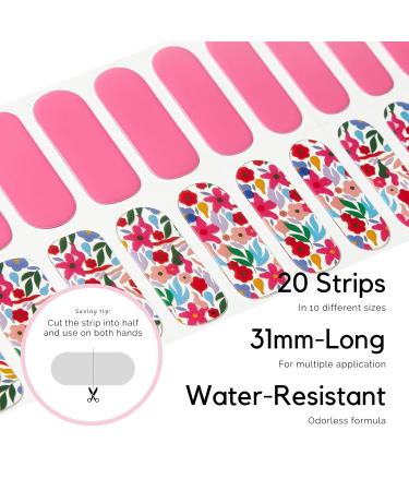 Buy Nailog UV Gel Nail Film - 20 Self-Adhesive Gel Strips with Spring Flowers - Salon Quality Manicure - International Shipping Available - Buy Online on GoSupps.com