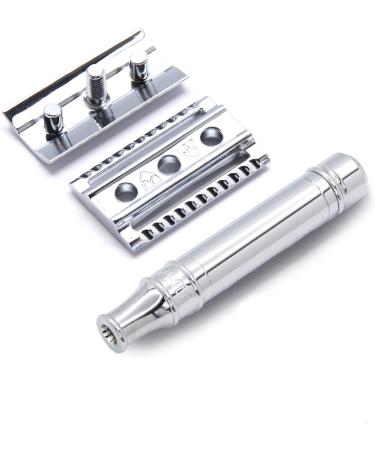 Edwin Jagger DES89BL Short Chrome-Plated Reusable Double-Cut Safety Razor for Men | Classic Shaving Experience - Buy Online on GoSupps.com