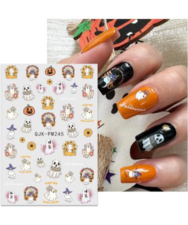 JMEOWIO 9 Sheets Halloween Nail Art Stickers Decals Self-Adhesive Cute Ghost Colorful Heart Nail Supplies Nail Art Design Decoration Accessories - Buy Online on GoSupps.com