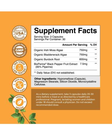 Bundle of Herbal Thyroid Support for Weight Loss and Organic Irish Sea Moss Capsules - Advanced Metabolism Booster Energy - with Burdock Root Superfood Blend for Immune Support - Buy Online on GoSupps.com