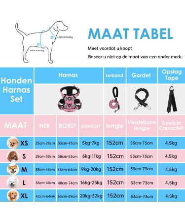 Nestrooad Checked Pink Dog Harness for Medium-Sized Dogs | Anti-Draw Padded Safety Belt | Neck 33-43cm Chest 43-64cm - Buy Online on GoSupps.com