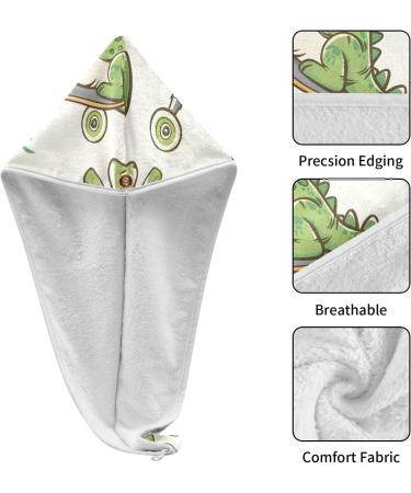 Super Absorbent Cartoon Crocodile Hair Towel 2 Pack | Quick Dry Hair Turbans for Women & Girls - Buy Online on GoSupps.com