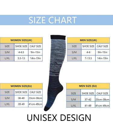 6 Pairs of Non-Slip Compression Socks for Men & Women | 20-30 mmHg | Ideal for Running, Nursing, Travel, and Recovery | S-M Size | Striped Design - Buy Online on GoSupps.com