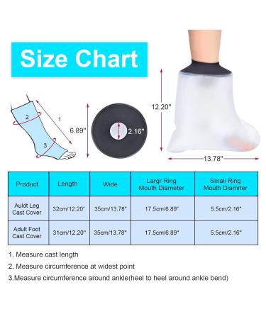 Waterproof Shower Foot Cast Cover - Adult Ankle Leg Bandage Protector for Broken Toe, Wound, Burns - Watertight Boot Bag - 33cm - Buy Online on GoSupps.com