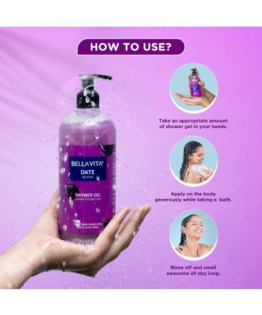 Be lla Vi-ta Luxury Date Body Wash 500ml - Deep Cleansing Hydrating & Moisturising Gel with Aloe Vera for Softer Skin - International Shipping Available - Buy Online on GoSupps.com