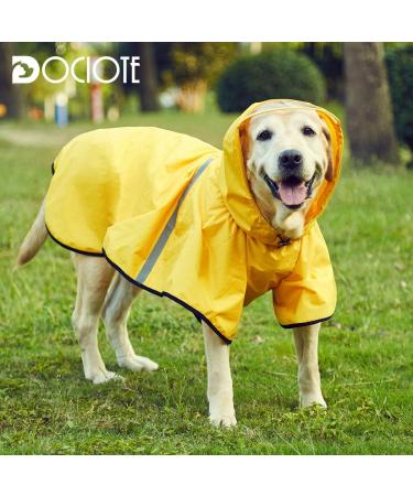Docio Waterproof Dog Raincoat with Hood & Reflective Strip - 6XL Yellow Jacket for Medium & Large Dogs - Buy Online on GoSupps.com