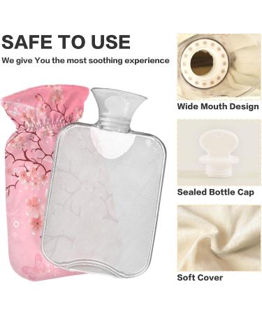 NAANLE 2L Transparent Hot Water Bottle - Japanese Cherry Blossom Design for Menstrual Cramps & Pain Relief | Ideal Heat & Cold Therapy - Buy Online on GoSupps.com