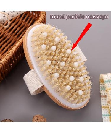 Body Scrubber Dry Brushing Shower Bath Brush - Exfoliate, Improve Circulation, Reduce Cellulite - Natural Bristles & Exfoliating Sponge - Buy Online on GoSupps.com