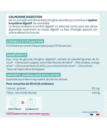 Calmosine - Digestion - Digestive comfort - Soothes and calms - Baby - With organic plant extracts - Orange blossom - Bottle - Buy Online on GoSupps.com