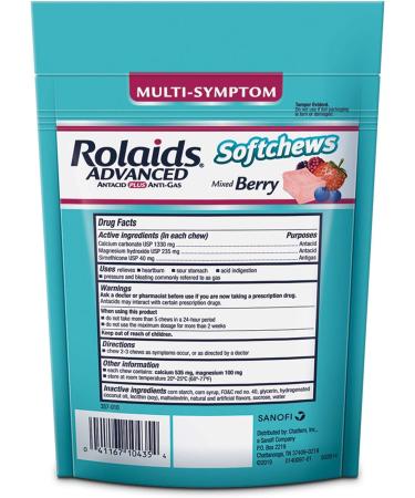 Rolaids Advanced Antacid Plus Anti-Gas Softchews 28ct Mixed Berry - Heartburn & Gas Relief - Buy Online on GoSupps.com