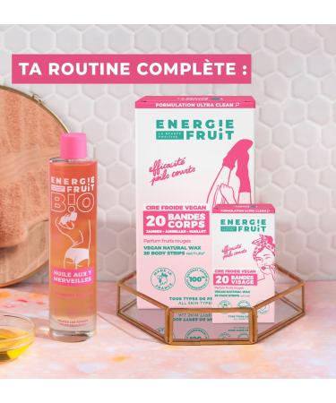 ENERGY FRUIT Vegan Cold Wax Strips - 20 Body Strips for Perfect Finish on Legs Armpits & Jersey - Short Hair Removal Solution - Buy Online on GoSupps.com