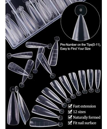 Kalolary Dual Nail Forms Set | 120PC Stiletto Nail Tips + 10 Blue Nail Clips Nail File & UV Gel Brush for Professional Nail Art Extension - Buy Online on GoSupps.com