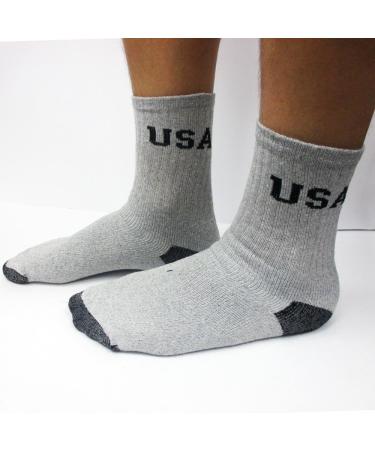 ATB 4 Pairs Men's Athletic USA Cushioned Crew Socks Grey | Premium Cotton | Size 10-13 - Buy Online on GoSupps.com