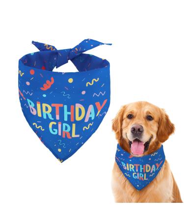 Birthday dog hollow dog birthday bandana scarf set dog birthday party accessories dog bandana for small medium and large (blue tall)