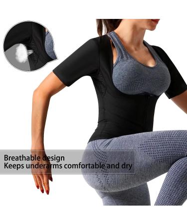 DYUAI Women's Short Sleeve Sauna Sweat Vest XL - Blue Lining, Body Shaper Training Vest for Heat Trapping - Buy Online on GoSupps.com
