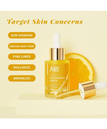 ANAiRUi Glutathione Serum with Vitamin C and Niacinamide Glutathione Skin Brightening Face Serum for Skin Hydration Dark Spots Even Skin Tone 30 ml - Buy Online on GoSupps.com