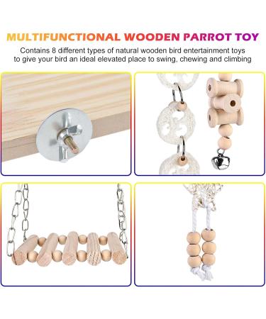 9-Piece Bird Toys Set | Parrot & Budgie Accessories | Cage Rocking Toys & Wooden Platforms for Finches & Lovebirds - Buy Online on GoSupps.com