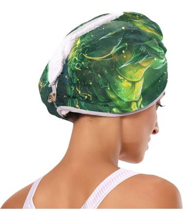 Green & Yellow Dragon Head Hair Towel 2 Pack - Quick Dry Super Absorbent Turbans for Women & Girls - Buy Online on GoSupps.com