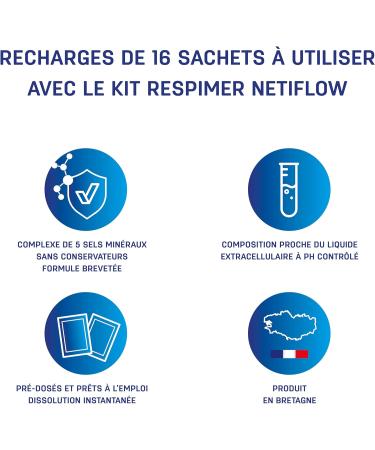 RESPIMER NetiFlow - 16 Sachets of Nasal Salt - Nasal Irrigation - Salt for Nose Washing/Nasal Rinsing - Patented Formula - Ma - Buy Online on GoSupps.com