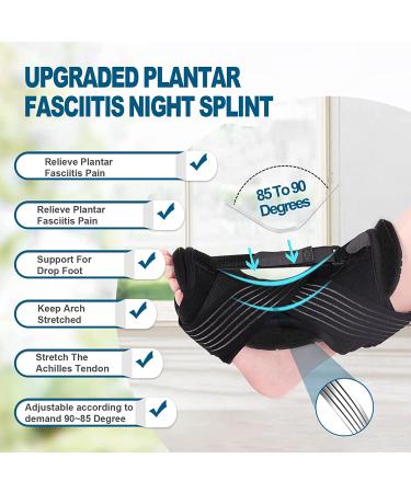 Adjustable Plantar Fasciitis Night Splint for Men & Women - Relief for Achilles Tendonitis & Foot Drop - Black Orthotic Brace - Buy Online on GoSupps.com
