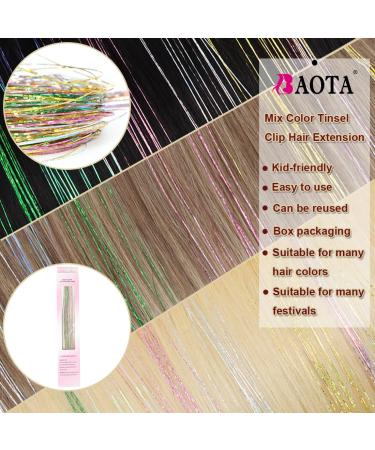6Pcs Mix Color Hair Tinsel Clip in Kit - Sparkle Glitter Extensions for Women, Girls, Kids - Festival Party Dazzle Accessories - Buy Online on GoSupps.com