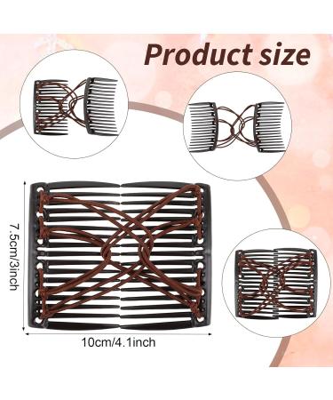 JYTDBCS 4 Pieces Hair Combs for Women Accessories Elastic Hair Clip Combs Bandette Comb with Elastic Band Double Comb Hair Clip Hair Styling Tool for Women Thick Curly Thin Hair (Black Brown) - Buy Online on GoSupps.com
