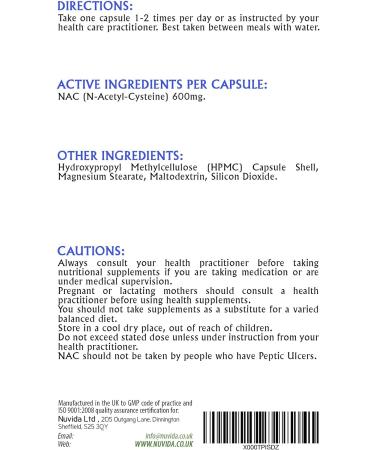 N-Acetyl-Cysteine 600mg - 120 Vegan Capsules | Premium NAC Amino Acid Supplement | Allergen Free & Vegetarian Friendly - Buy Online on GoSupps.com