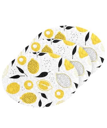 3-Pack Cleaning Kitchen Sponges Oval Yellow Lemons and Lemon Slices Kitchen Cellulose Dishwashing Wood Pulp Cotton