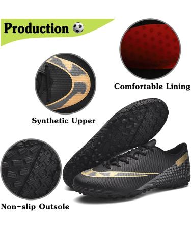 Topwolve Soccer Shoes for Men & Women - Microfiber Cleats for All Ages | Professional Outdoor Football Training Shoes - Unisex Size 43 EU - Black - Buy Online on GoSupps.com