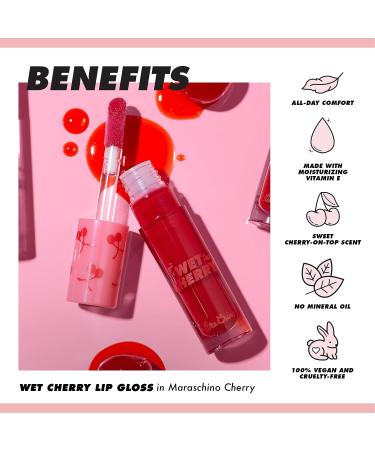 Lime Crime Wet Cherry Lip Gloss Bitter Cherry - Vegan Plumping Gloss with Cherry Scent - Soft Brown Nude Shade for Ultra Glossy Sheen - Buy Online on GoSupps.com