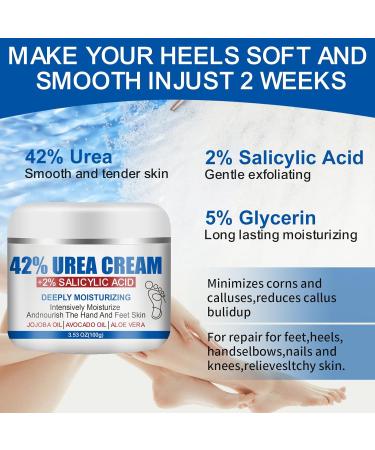 42% Urea Cream with 2% Salicylic Acid- Urea Cream for Feet - Foot Cream for Dry Cracked Heels and Feet - Callus Remover Gel Foot Lotion - Moisturizing & Smoothing Skin - For Elbows Hands and Knees - Buy Online on GoSupps.com