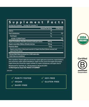 Gaia Herbs Relax Gummies - Supports Calm Feelings - with Organic Apple Juice & Lemon Juice Concentrate - 45 Gummies (15 Servings) - Buy Online on GoSupps.com