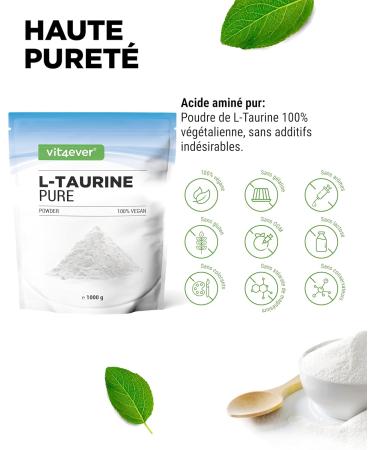 Poudre de Taurine - 1000 g (1 kg) - Solubilit optimale - V g talien - Puret 99% - Qualit premium - Acide amin L-Taurine - Buy Online on GoSupps.com