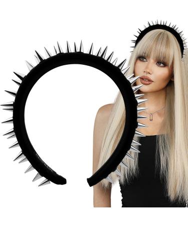 Studded Black Headband Studded Headbands for Women Hair Accessories Goth Hair Accessories Halloween Studded Headbands for Women Fashion Punk Girl Silver