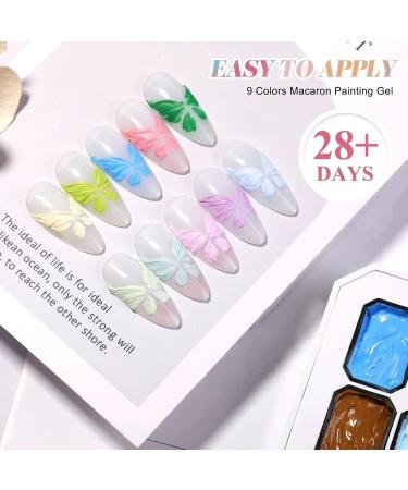 Gel Palette - 9 Colors Manicure Gel 3D Stackable Glue Paint for French Tips and Home Manicures - Buy Online on GoSupps.com